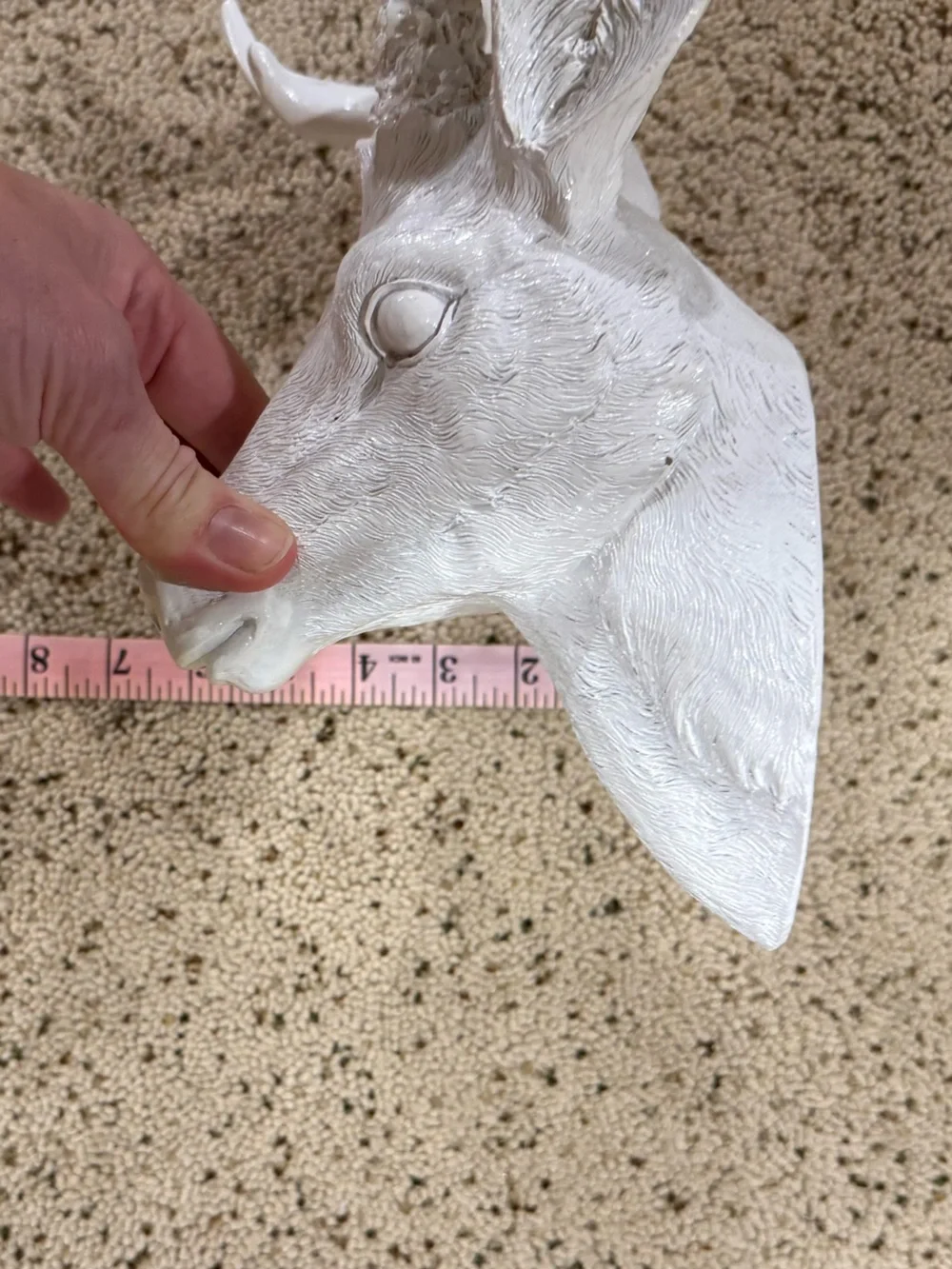 White Deer Head Wall Decor - Modern Antler Accent